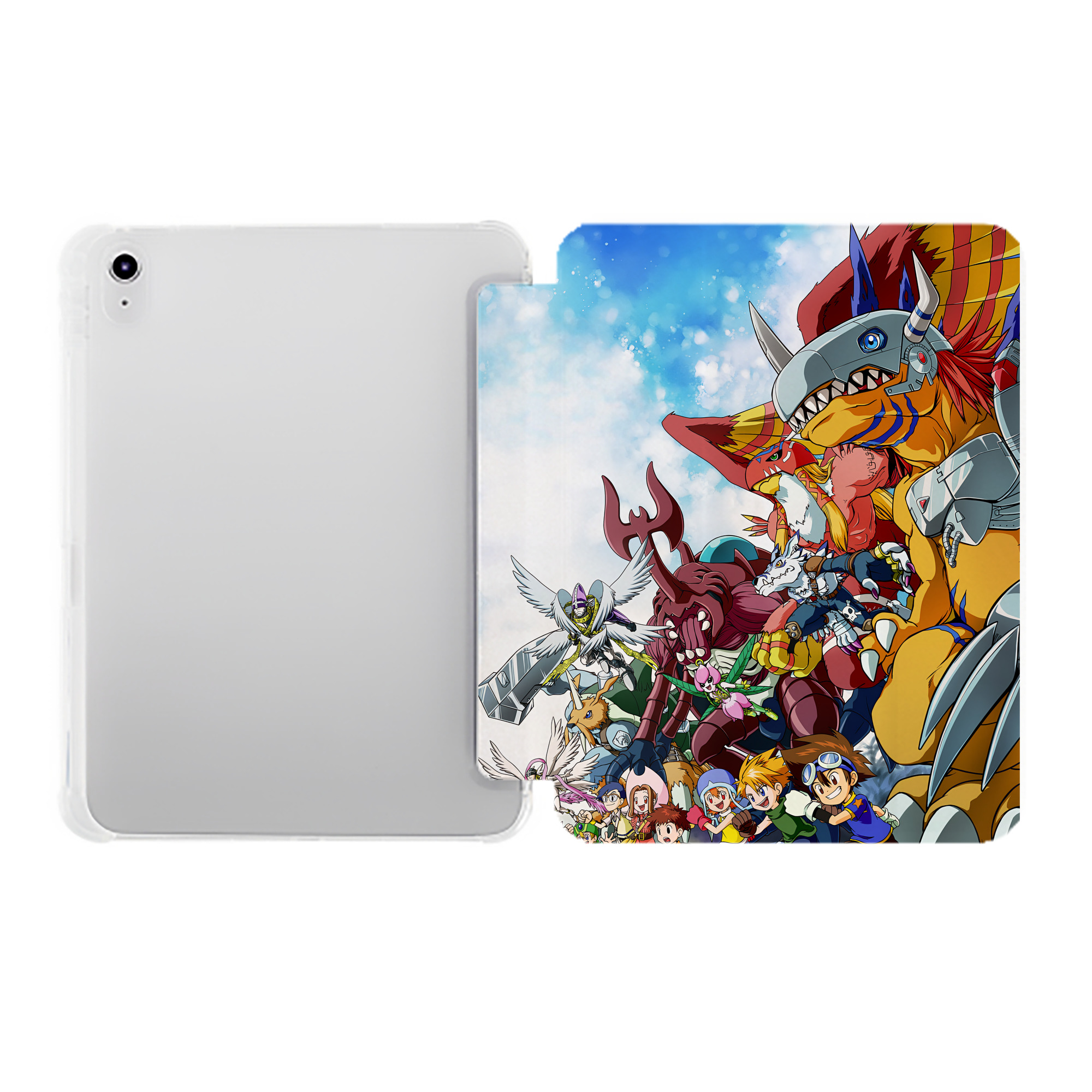 （画像用） Digimon デジタルモンスター/デジモン IPad ケース ペン収納付き 三つ折りスタンド PUレザー×シリコン 対応機種9.5/10.5/10.9インチ